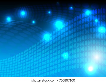 Disco line night party blue lights background.