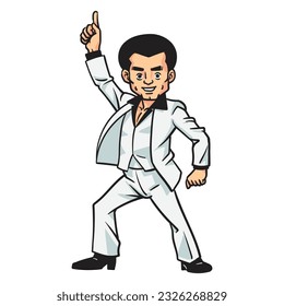 Disco man afro fashion clothes cartoon,vector illustration. 