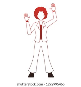 Disco man cartoon red lines