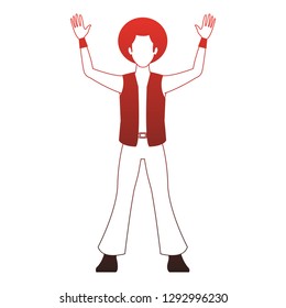 Disco man cartoon red lines