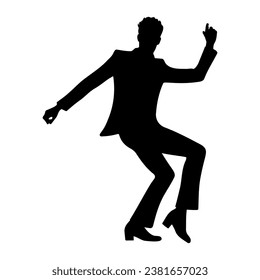 Disco man dancing silhouette. Vector illustration