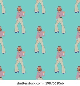 disco man seamless pattern in vector