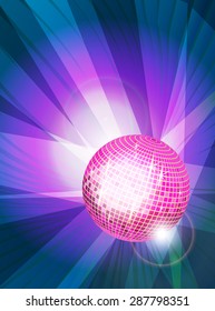 Disco mirror balls on dark blue background (Vector image)