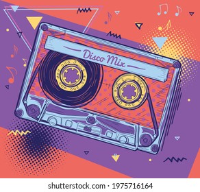 Disco mix - colorful musical audio cassette design