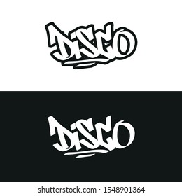 DISCO. Music. Hand drawn vector lettering. Music lettering sign. Banner, postcard, poster, stickers, tag. Vector illustration.