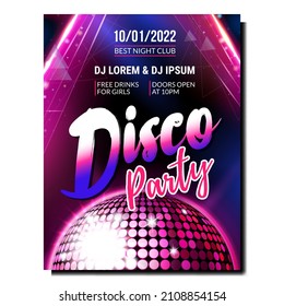 Disco music party poster background Fashion concert. Modern disco music art. realistic vector illustration