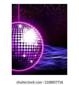 Disco music party poster backgroundDj retro light. Pink disco musicgraphic. realistic vector illustration