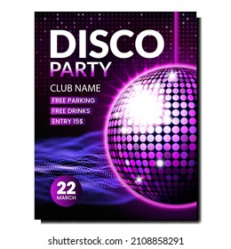 Disco music party poster backgroundDj retro light. Pink disco musicgraphic. realistic vector illustration
