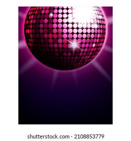 Disco music party poster backgroundNeon banner. Show disco music card. realistic vector illustration