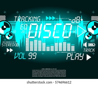 disco music poster, flyer banner postcard abstract background hi-fi