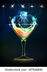 Disco neon Cocktail background