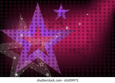 Disco And New Year's Background With Stars, Vector Illustration