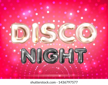 Disco Night banner with red disco lights