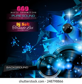 Disco Night Club Flyer layout with  music themed elements to use for Event Poster, Club advertisement, Night Contest promotions and Invitations.