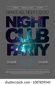 Disco night club poster on open space background