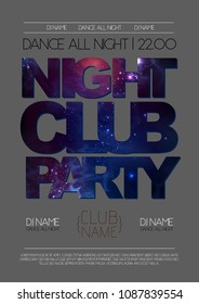 Disco night club poster on open space background