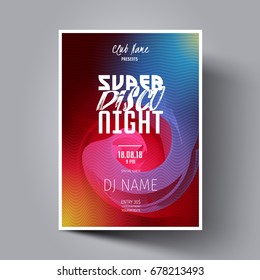 Disco night flyer, leaflet, banners, invitation, brochure, with background from colorful Imitation of painting in the form of a funnel. Vector illustration EPS10