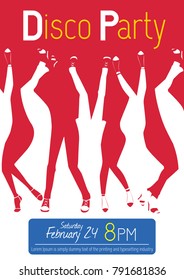 Disco night party event flyer invitation - dancing people