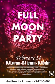 Disco night party vector poster template with shining golden spotlights background