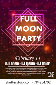 Disco night party vector poster template with shining golden spotlights background