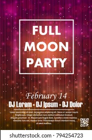Disco night party vector poster template with shining golden spotlights background