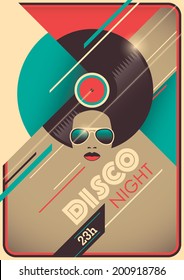 Disco night poster design. Vector illustration.