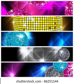 Disco and Nightclub/  set of 5 banners / vector eps10