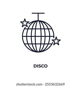 disco outline icon. Linear vector from entertainment concept. Thin line disco icon isolated on white background