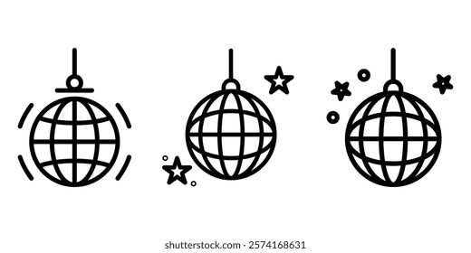 disco outline or line icon design bundle.