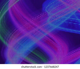 Disco panel. Bright dynamic background with squares. Geometrical figure of different scale neon color. Vector illustration