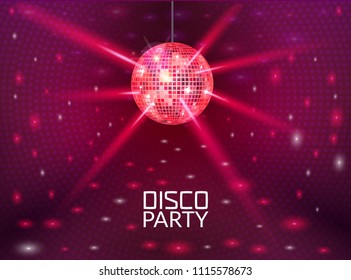 Disco party background. Music dance vector design for advertise. Disco ball flyer or poster design promo.