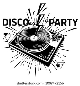 Disco party - black and white turntable musical design