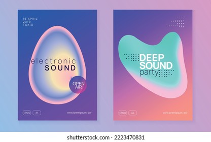 Disco Party. Creative Pattern For Magazine Design. Trance And Exhibition Concept. Modern Art For Presentation. Cool Sound Fest. Purple And Turquoise Disco Party