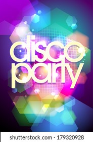 Disco party design on a bokeh background. Eps10.