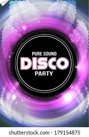 Disco Party Flyer Background Template - Vector Illustration