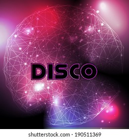 Disco Party Flyer Background Template with Disco Ball - Vector Illustration
