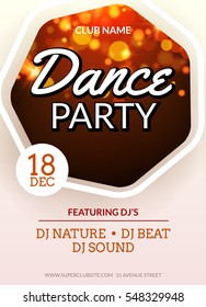Disco party flyer design. Dance banner for music club. Celebration abstract template for DJ night.
