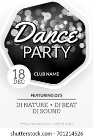 Disco party flyer design. Dance banner for music club. Celebration abstract template for DJ night.