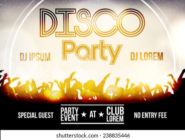 Disco Party Flyer Template - Vector Illustration