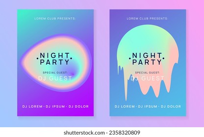 Disco Party. Holiday Background For Invitation Template. Club And Discotheque Vector. Trendy Art For Magazine. Wavy Trance Flyer. Pink And Blue Disco Party