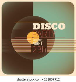 Disco party invitation card design. Vector illustration.