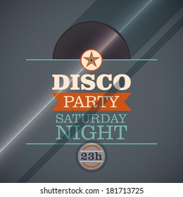 Disco party invitation card. Vector illustration.
