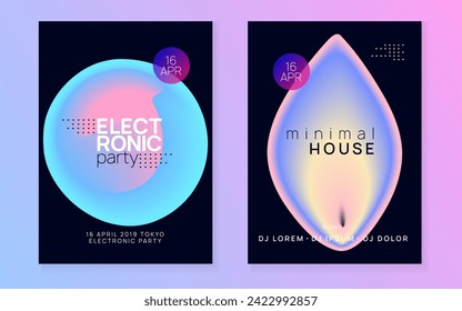 Disco Party. Minimal Pattern For Presentation Layout. Cool Sound Event. Trendy Art For Set. Electronic And Nightlife Vector. Pink And Blue Disco Party