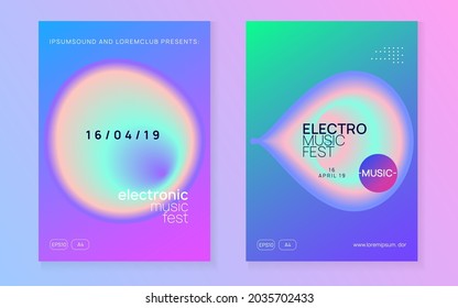 Fiesta Disco. Efecto Moderno Para La Presentación. Diseño Electrónico Y De Carnaval. Patrón Geométrico Para El Vector De Folleto. Afiche de la Divertida Electro. Partido Disco Rosa Y Azul