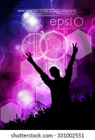 Disco party. Music event background for poster or banner