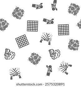 disco party music night dance vector seamless pattern thin line illustration