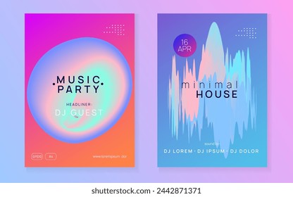 Disco Party. Neon And Show Vector. Dynamic Background For Presentation Concept. Indie Electronic Poster. Fun Glitch For Magazine. Pink And Blue Disco Party