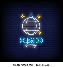 Disco Party Neon Signs Style Text Vector