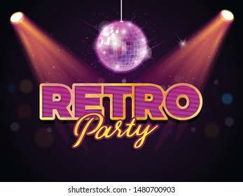 Disco Party Night Vector Template Flyer design for Party celebration with Disco Ball-Vector