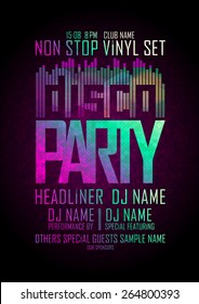 Disco party non stop, design with place for text. 